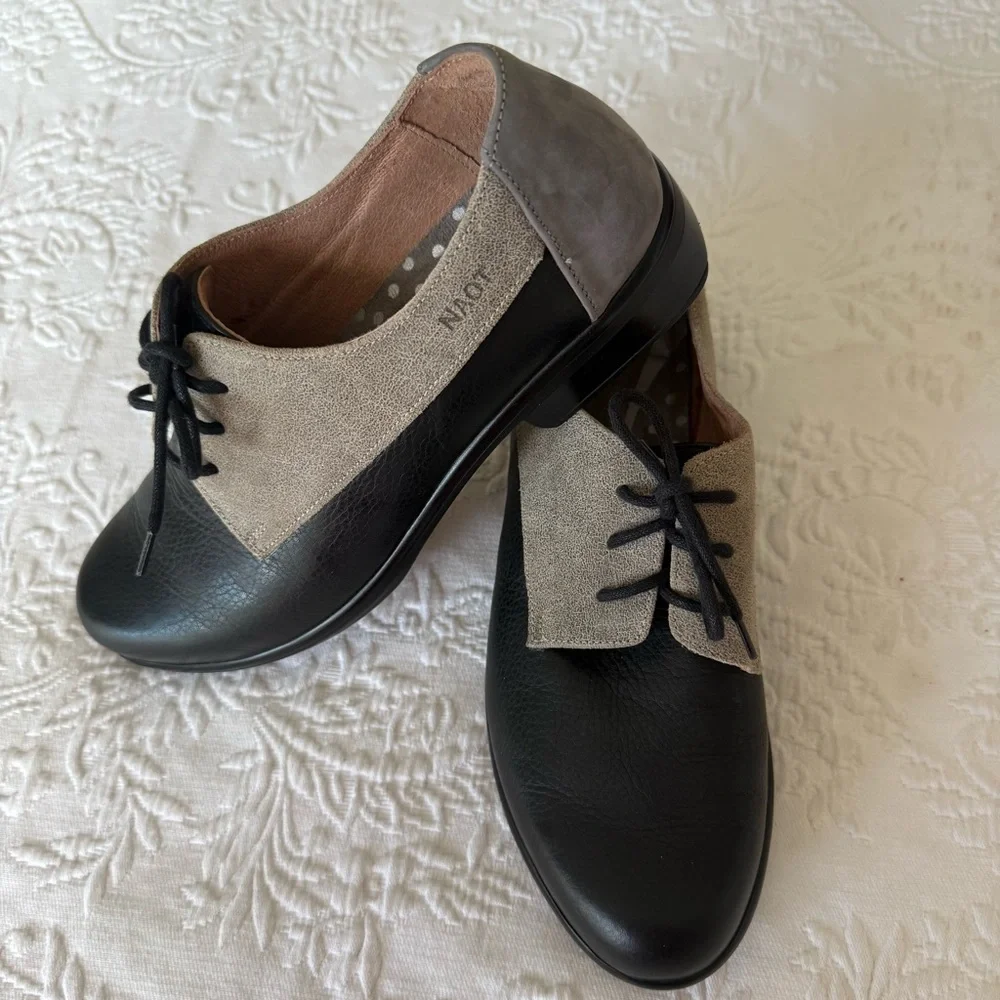 NAOT Kedma Black and Gray Lace Up Dress Shoes size 7